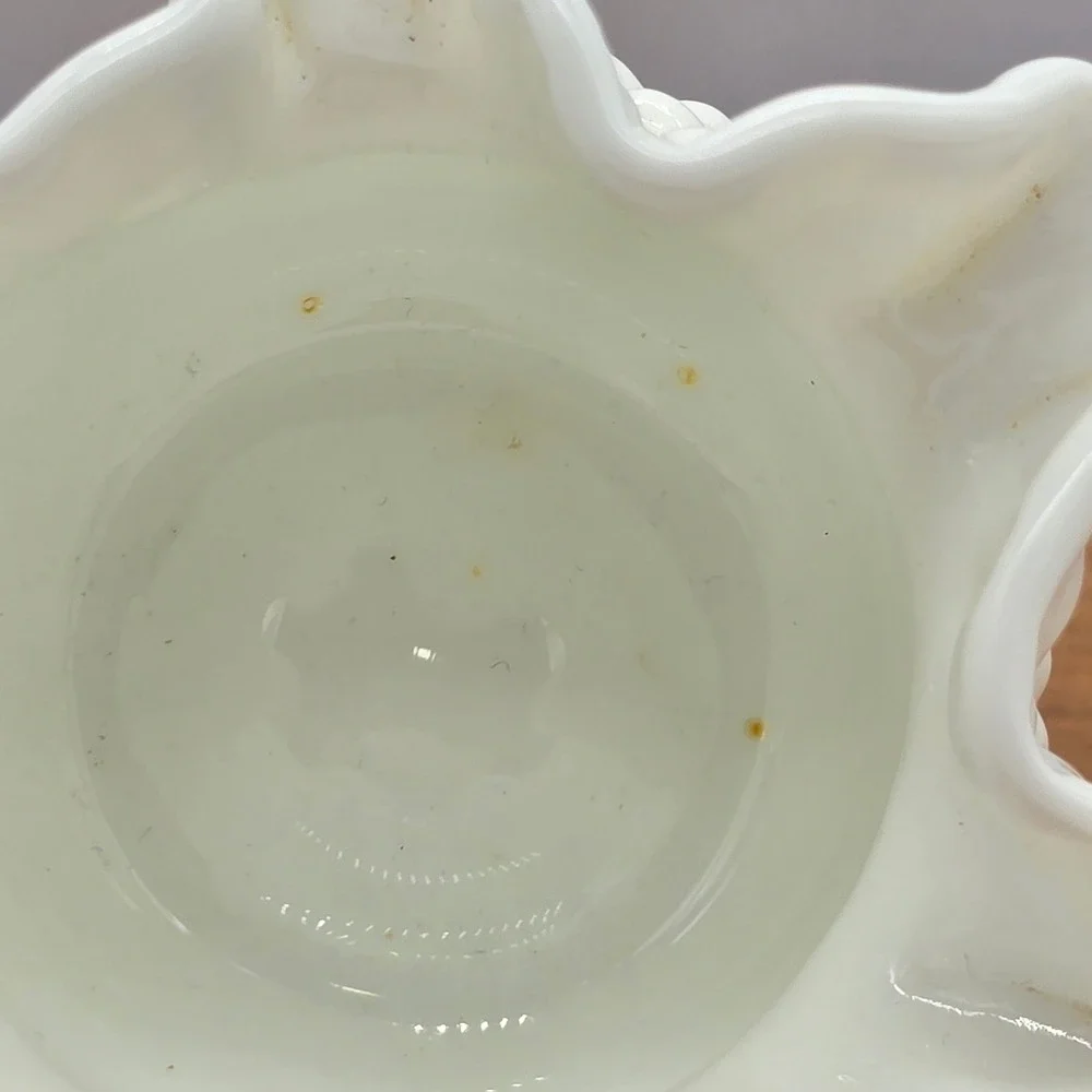 Vintage Milk Glass Hobnail Ruffled‎ Vase Fenton Small Accent Decor